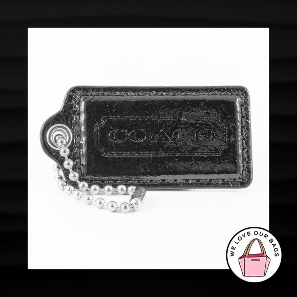 Coach Accessories - 2.5" Large COACH BLACK PATENT LEATHER KEY FOB BAG CHARM KEYCHAIN HANGTAG TAG